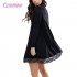 Leadingstar Women s Knitting Turtleneck Long Sleeve Loose Lace Cotton Casual Dress Black