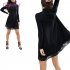 Leadingstar Women s Knitting Turtleneck Long Sleeve Loose Lace Cotton Casual Dress Black
