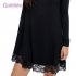 Leadingstar Women s Knitting Turtleneck Long Sleeve Loose Lace Cotton Casual Dress Black