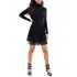 Leadingstar Women s Knitting Turtleneck Long Sleeve Loose Lace Cotton Casual Dress Black