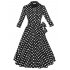 Leadingstar Women s Lapple 3 4 Sleeve Bow Belt Knee Length Classical Casual Swing Dress Red Size S