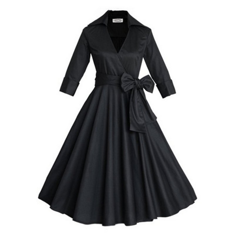 Leadingstar Women's Lapple 3/4 Sleeve Dress