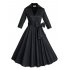 Leadingstar Women s Lapple 3 4 Sleeve Bow Belt Knee Length Classical Casual Swing Dress Red Size S