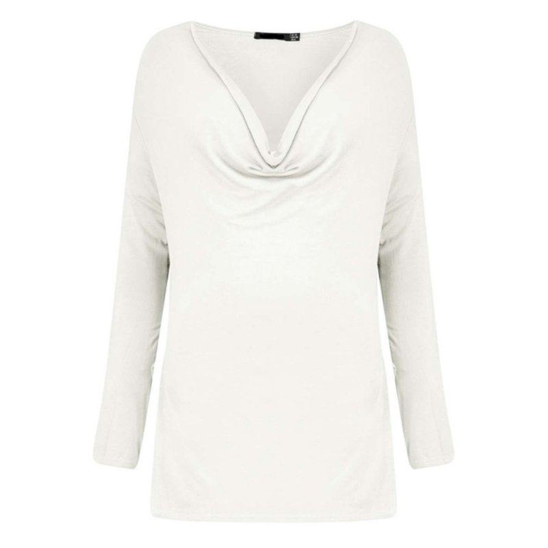 Women's Long Sleeve Slit Blouse Top -White S