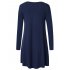 Leadingstar Women s Long Sleeve V neck Swing Pocket Casual T shirt Dress Royal blue XL