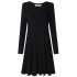 Leadingstar Women s Long Sleeve V neck Swing Pocket Casual T shirt Dress Black XL