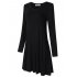 Leadingstar Women s Long Sleeve V neck Swing Pocket Casual T shirt Dress Black XL