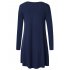 Leadingstar Women s Long Sleeve V neck Swing Pocket Casual T shirt Dress Royal blue M