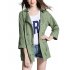 Leadingstar Women s Three Quarter Sleeve Lapel Double breasted Jacket Coat Army Green
