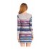 Leadingstar Womens Long Sleeve T Shirt Dress Tribal Color Block Striped Casual Dresses with Pockets Brown XL