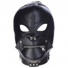 Leather Bondage Gimp Mask Hood Full Face Blindfold Breathable Restraint Head Hood Sex Toy Halloween Mask