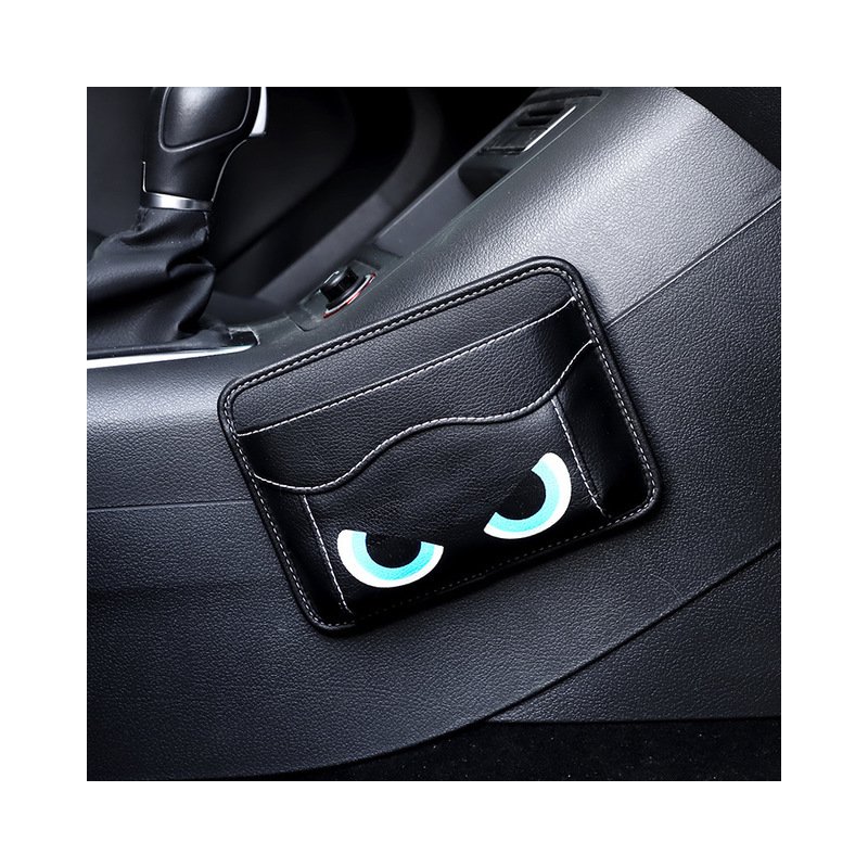Leather Car Storage Pouch Multifunctional Hanging Bag Mobile Phone Case Storage Bag Storage Box Black eyes