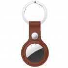 Leather Case Locator Tracker Anti-lost Keychain Soft Protective Cover Compatible For Airtag (double Holes) brown
