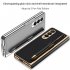 Leather Folding Mobile Phone  Case All inclusive Anti drop Creative Pen Slot Mobile Phone Cover Compatible For Zfold3 w22 grey