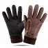Leather Glove Winter Glove Winter Pigskin Glove Ride Bike    pattern Black One size
