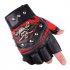 Leather Gloves Skeleton Motorcycle cross Racing Gloves Half Fingers Pirate skull rivet Punk Cycling Bicycle Gloves black One size