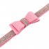 Leather Rhinestone Diamante Dog Collar Soft Bow Tie Design for Cat Puppy Small Pet Pink S