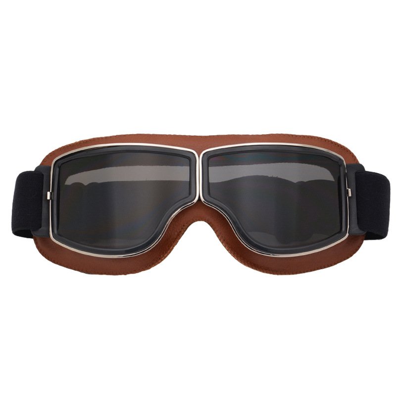 Leather Vintage Scooter Goggles Pilot Ski Sunglasses Helmet Eyewear