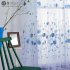 Leave Printing Curtain Tulle for Living Room Bedroom Children Room Window Screening kitchen Sheer Curtain blue W100cm H200cm