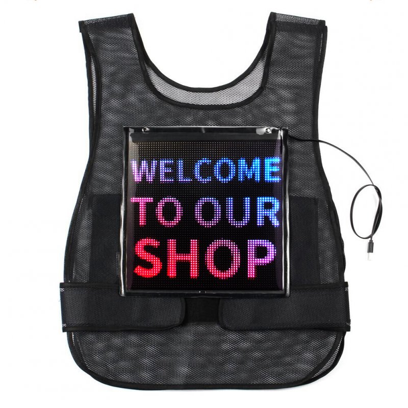 Led Advertising Panel  Vest Bluetooth-compatible Screen Eye-catching Clothing With App Control black