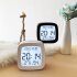 Led Alarm Clock With Backlight Battery Operated LCD Display Temperature Humidity Monitor For Home Use Office School yellow light white shell
