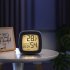 Led Alarm Clock With Backlight Battery Operated LCD Display Temperature Humidity Monitor For Home Use Office School yellow light white shell