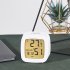 Led Alarm Clock With Backlight Battery Operated LCD Display Temperature Humidity Monitor For Home Use Office School yellow light white shell