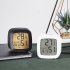 Led Alarm Clock With Backlight Battery Operated LCD Display Temperature Humidity Monitor For Home Use Office School yellow light white shell
