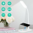 Led Desk Light Dimmable Usb Charging 360 Degree Gooseneck Reading Light With Wireless Phone Charger White