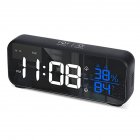 Led Digital Alarm Clock 12 / 24 Hour Adjustable Volume Brightness Mirror Clocks For Bedroom Home Office black