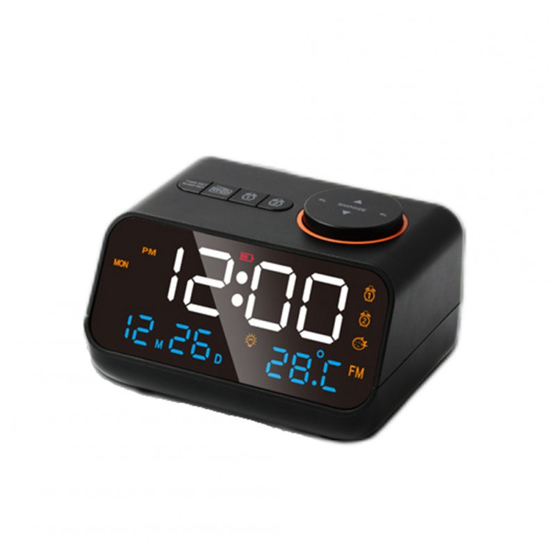 Led Digital Alarm Clock Fm Radio Dimming Rechargeable Temperature Humidity Meter