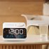 Led Digital Alarm Clock Fm Radio Dimming Rechargeable Temperature Humidity Meter with Snooze Function Black