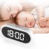 Led Digital Alarm Clock Large Display Dimming Adjustable Brightness Table Mirror Clocks With Memory Function White