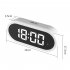Led Digital Alarm Clock Large Display Dimming Adjustable Brightness Table Mirror Clocks With Memory Function White