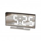 Led Digital Alarm Clock Large Display Electronic Curved Screen Desk Clock With Power Off Memory Function Black shell white light