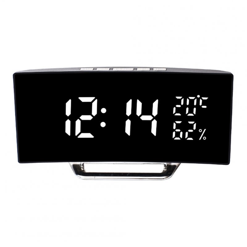 Led Digital Alarm Clock With Time Date Temperature Humidity Display 12/24h Multi-function Desk Table Clock White