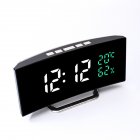 Led Digital Alarm Clock With Time Date Temperature Humidity Display 12/24h Multi-function Desk Table Clock white with green