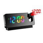 Led Digital Projection Alarm Clock Table Electronic Alarm Clock With 180 Degrees Time Projector Bedroom Bedside Clock black colorful light