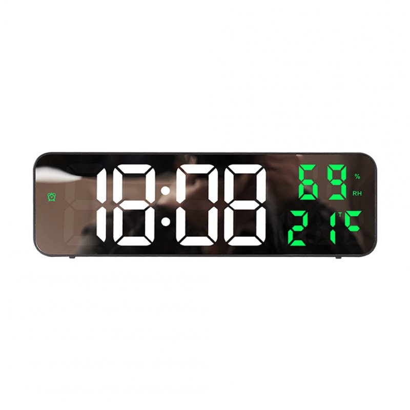 Led Digital Wall Clock Large Screen Wall-mounted Time Temperature Humidity Display Electronic Alarm Clock green