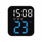 Led Electronic Digital Alarm Clock With Temperature Time Date Display 2 Levels Adjustable Brightness Bedside Clock For Home Decor blue