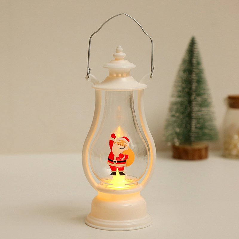Led Fairy Tale Wind Lantern Portable Retro Santa Snowman Electronic Candle Lamp