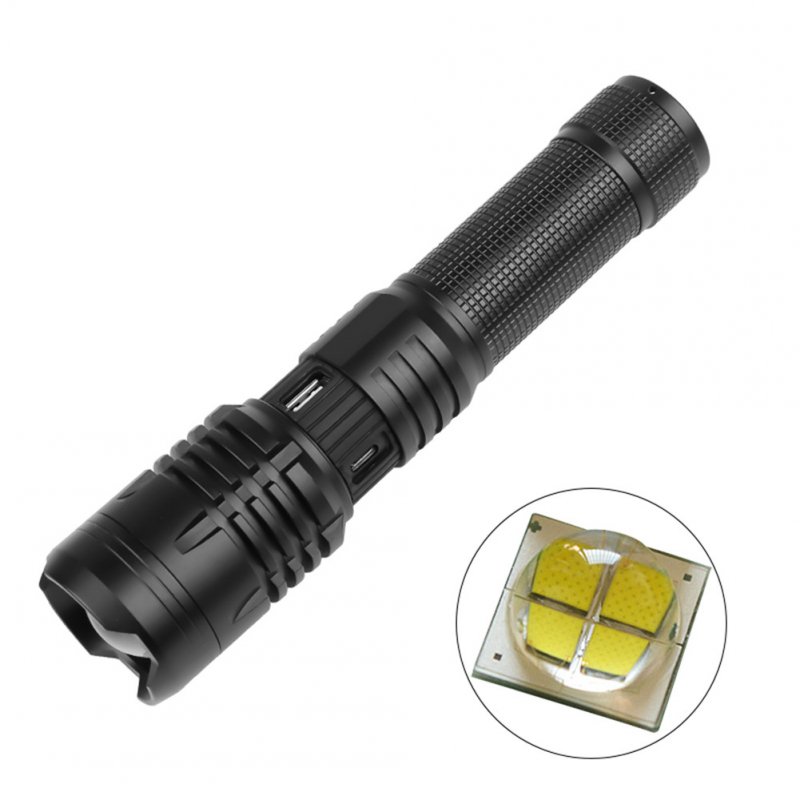 Led Flashlight Xhp70 Usb Charging Stretch Zoom Shock Resistant Power Bank 18650 Rechargeable Flashlight Torch Black_A85-B
