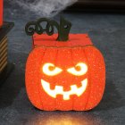 Led Halloween Pumpkin Lantern Wooden Ornaments Hanging Horror Props