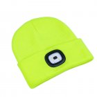 Led Light Knitted Hat With 3 Adjustable Brightness, USB Charging Port Warm Knit Beanie Hat, Round Top Rechargeable Headlamp Beanie For Men & Women, Teens fluorescent yellow