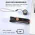 Led Mini Flashlight Usb Rechargeable Multi functional Strong Light Work Light Led Emergency Light black