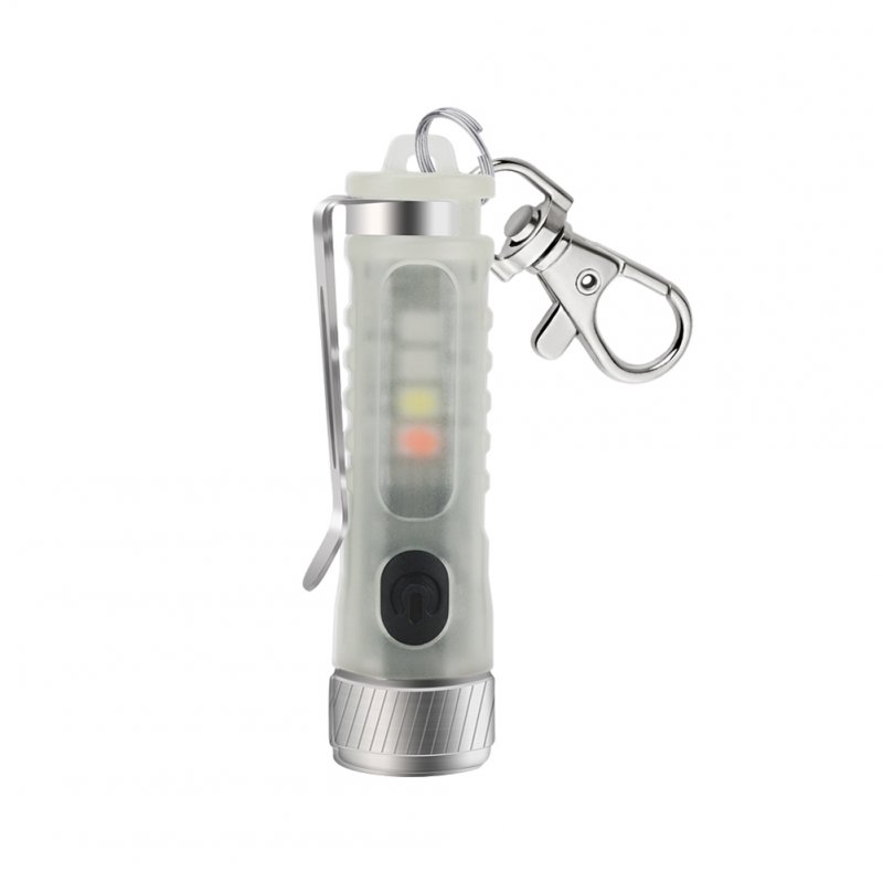 Led Mini Keychain Flashlight Super Bright Usb-c Fast Charging Portable Multifunctional Torch With Clip Fluorescent white