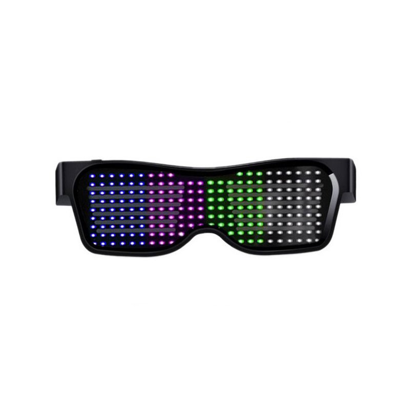 Led Party Glasses App Control Bluetooth Customized Languages Flashing USB Charge Luminous Eyewear Christmas Concert Light Toy  Black frame colored light