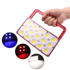 Led Portable Work Light USB Rechargeable Lamp for Outdoor Camping 5 COB +Red+Blue Light Pink_Model 8022