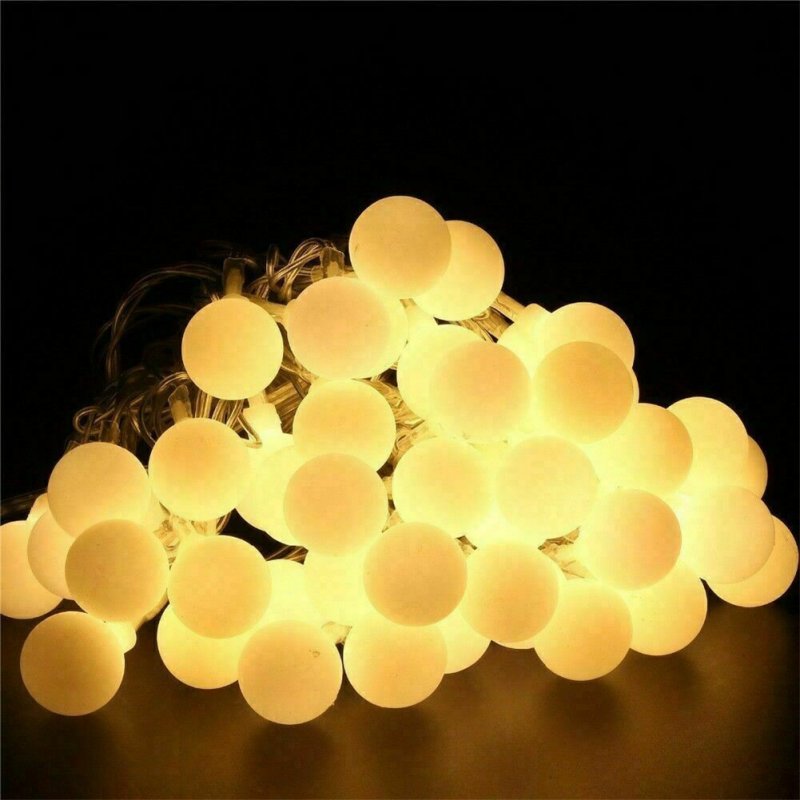 Led Remote Control String  Lights, Ip65 Waterproof Battery Box Ball Shape Lamp String, Indoor Outdoor Room Lighting Decoration Lights Warm White