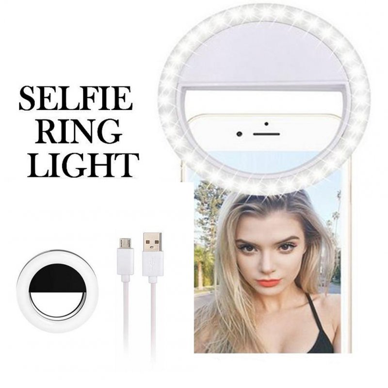Led Selfie Ring  Light Portable Rechargeable Fill-in Flash Led Light 3 Light Settings 36 Led Beads For Video Makeup Photography RK12 black rechargeable
